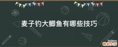麦子钓大鲫鱼有哪些技巧