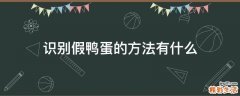 识别假鸭蛋的方法有什么