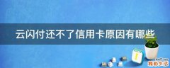 云闪付还不了信用卡原因有哪些
