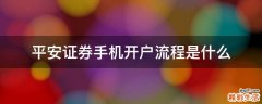 平安证券手机开户流程是什么
