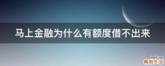 马上金融为什么有额度借不出来
