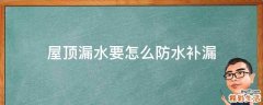 屋顶漏水要怎么防水补漏