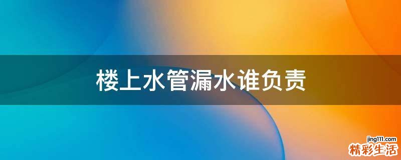 楼上水管漏水谁负责