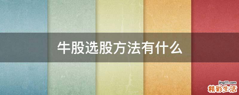 牛股选股方法有什么