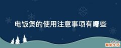 电饭煲的使用注意事项有哪些