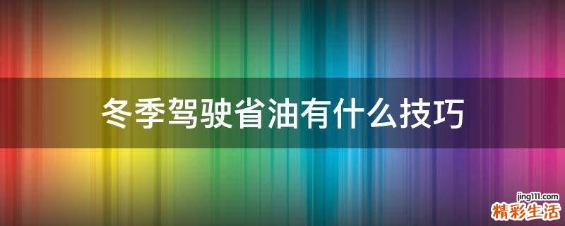 冬季驾驶省油有什么技巧