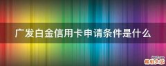 广发白金信用卡申请条件是什么