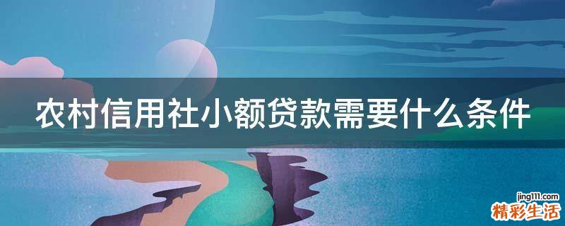 农村信用社小额贷款需要什么条件