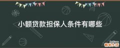 小额贷款担保人条件有哪些