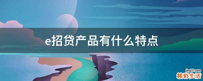e招贷产品有什么特点