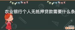 农业银行个人无抵押贷款需要什么条件