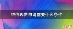 维信现贷申请需要什么条件