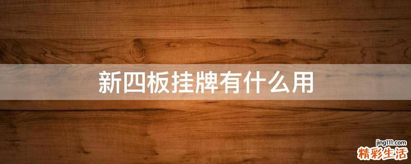 新四板挂牌有什么用