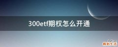 300etf期权怎么开通