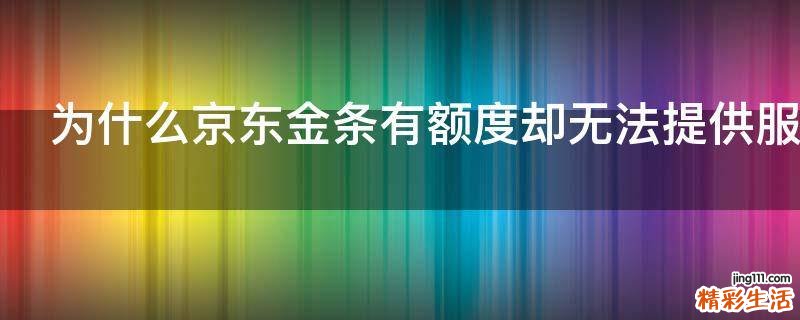 为什么京东金条有额度却无法提供服务