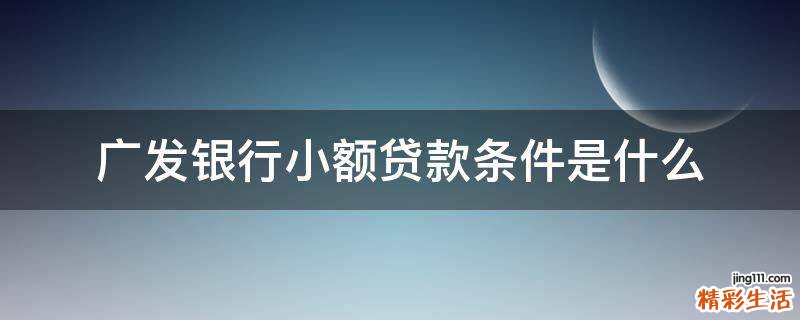 广发银行小额贷款条件是什么