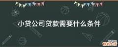 小贷公司贷款需要什么条件