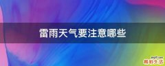 雷雨天气要注意哪些