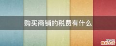 购买商铺的税费有什么