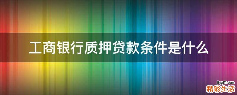 工商银行质押贷款条件是什么