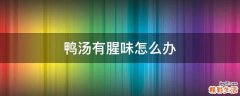 鸭汤有腥味怎么办