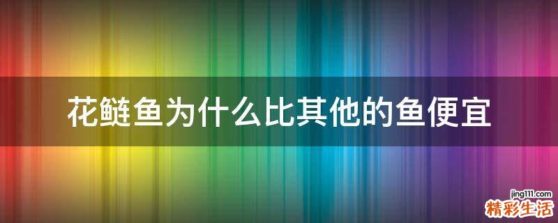 花鲢鱼为什么比其他的鱼便宜