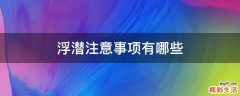 浮潜注意事项有哪些