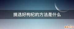 挑选好枸杞的方法是什么