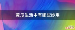 黄瓜生活中有哪些妙用