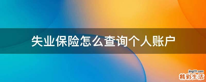 失业保险怎么查询个人账户