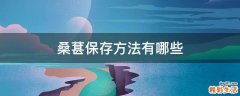 桑葚保存方法有哪些