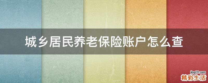 城乡居民养老保险账户怎么查