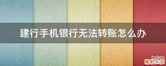 建行手机银行无法转账怎么办