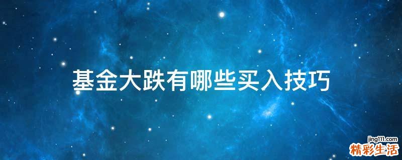 基金大跌有哪些买入技巧