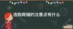 选购商铺的注意点有什么