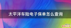 太平洋车险电子保单怎么查询