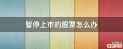 暂停上市的股票怎么办