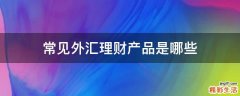 常见外汇理财产品是哪些