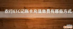 农行ETC记账卡充值缴费有哪些方式