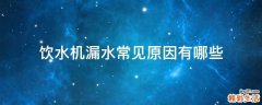 饮水机漏水常见原因有哪些