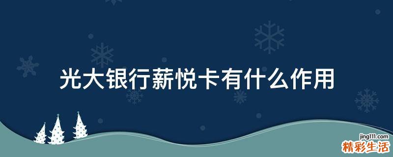 光大银行薪悦卡有什么作用