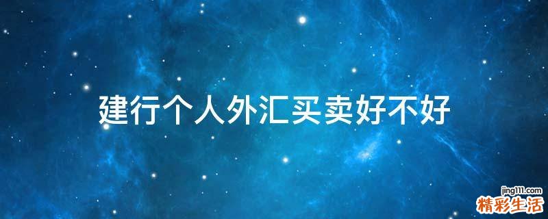 建行个人外汇买卖好不好