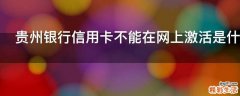 贵州银行信用卡不能在网上激活是什么问题