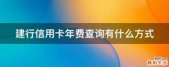 建行信用卡年费查询有什么方式