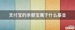 支付宝的余额宝属于什么基金