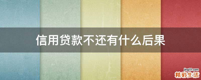 信用贷款不还有什么后果
