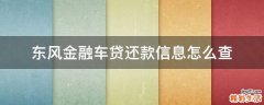 东风金融车贷还款信息怎么查