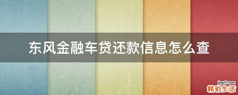 东风金融车贷还款信息怎么查