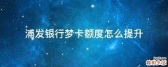 浦发银行梦卡额度怎么提升