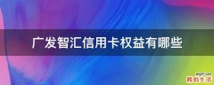广发智汇信用卡权益有哪些